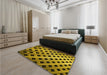 Patterned Deep Yellow Rug in a Bedroom, pat3586yw