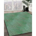 Machine Washable Transitional Emerald Green Rug in a Family Room, wshpat3587lblu