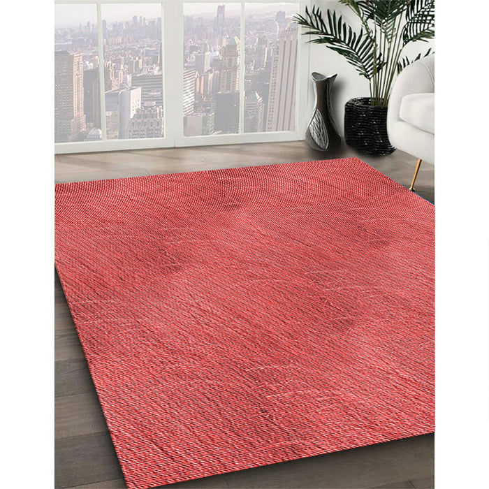Patterned Red Rug in Family Room, pat3587rd