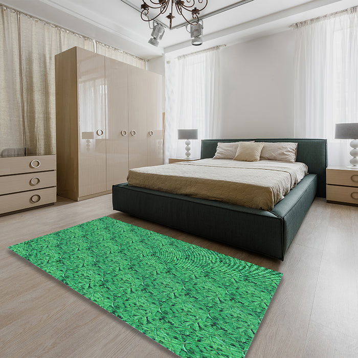 Round Machine Washable Transitional Spring Green Rug in a Office, wshpat3588lblu