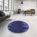 Round Patterned Royal Blue Rug in a Office, pat3589blu