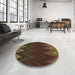 Round Patterned Red Rug in a Office, pat3589brn