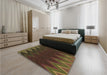 Patterned Red Rug in a Bedroom, pat3589brn