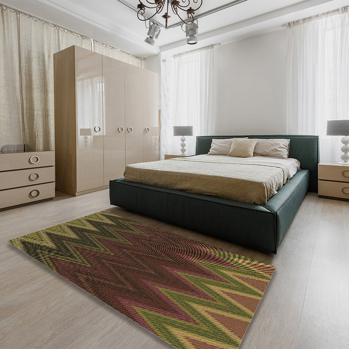 Patterned Red Rug in a Bedroom, pat3589brn
