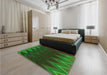 Patterned Dark Forest Green Rug in a Bedroom, pat3589grn