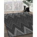 Patterned Charcoal Black Rug in Family Room, pat3589gry