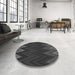 Round Patterned Charcoal Black Rug in a Office, pat3589gry