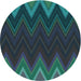 Square Patterned Dark Cyan Green Rug, pat3589lblu