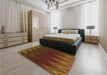 Patterned Maroon Red Rug in a Bedroom, pat3589org