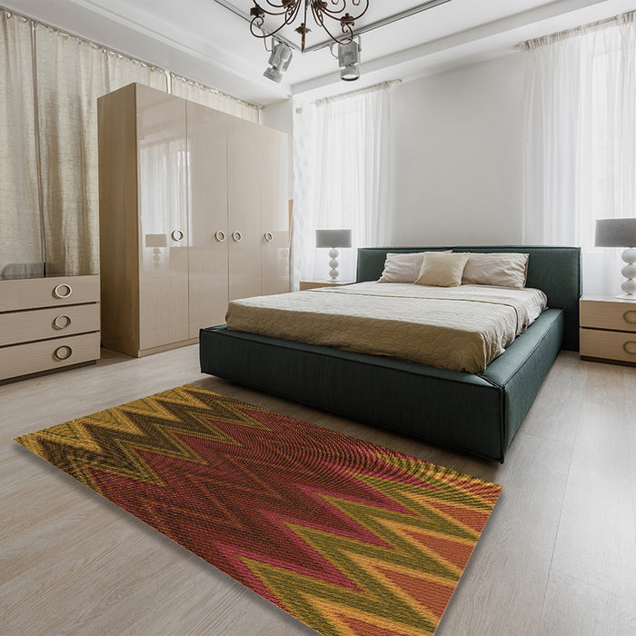 Patterned Maroon Red Rug in a Bedroom, pat3589org