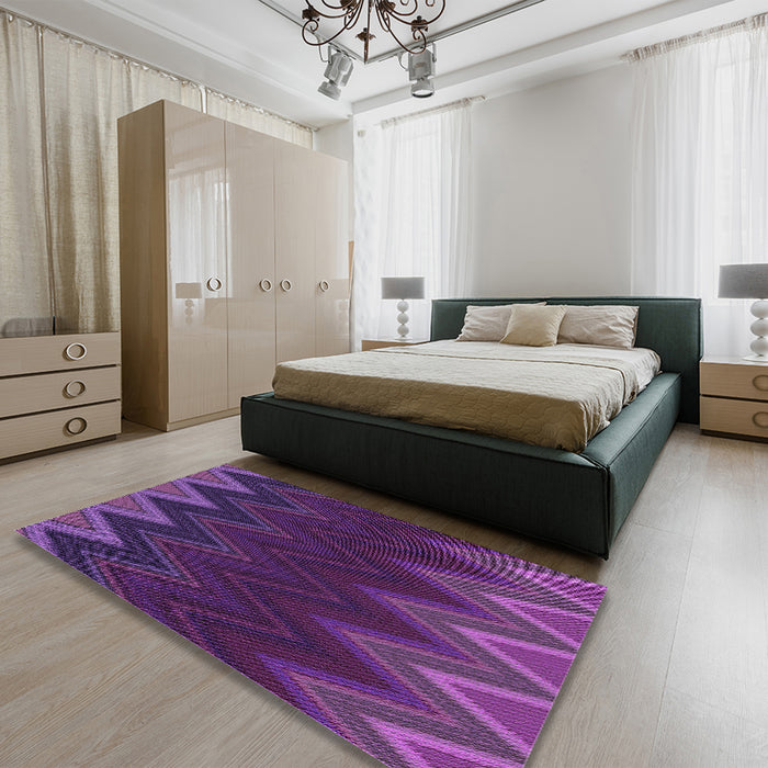 Patterned Dark Orchid Purple Rug in a Bedroom, pat3589pur