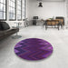 Round Patterned Dark Orchid Purple Rug in a Office, pat3589pur