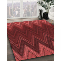 Patterned Cranberry Red Rug, pat3589rd