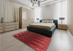 Patterned Cranberry Red Rug in a Bedroom, pat3589rd