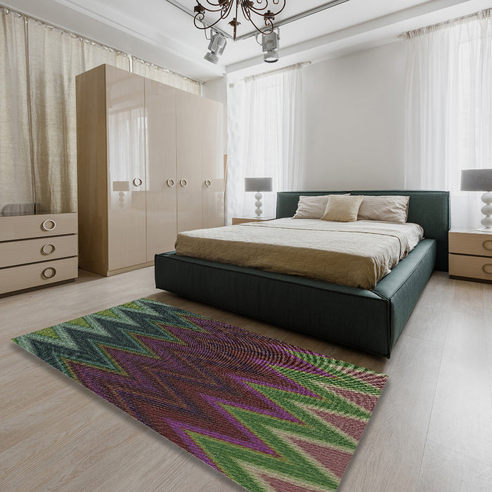 Machine Washable Transitional Midnight Gray Rug in a Bedroom, wshpat3589