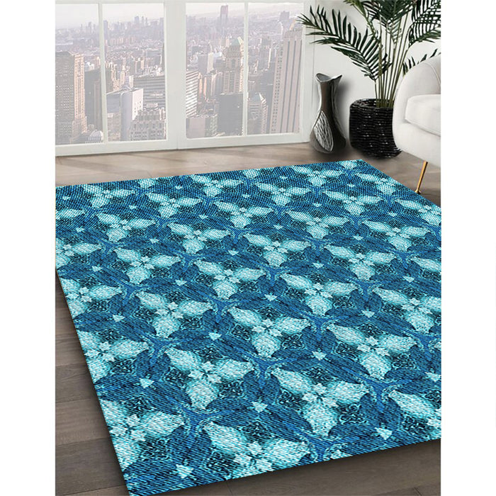 Patterned Blue Rug in Family Room, pat359lblu