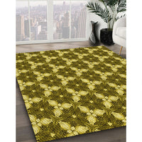 Patterned Dark Bronze Brown Rug, pat359yw