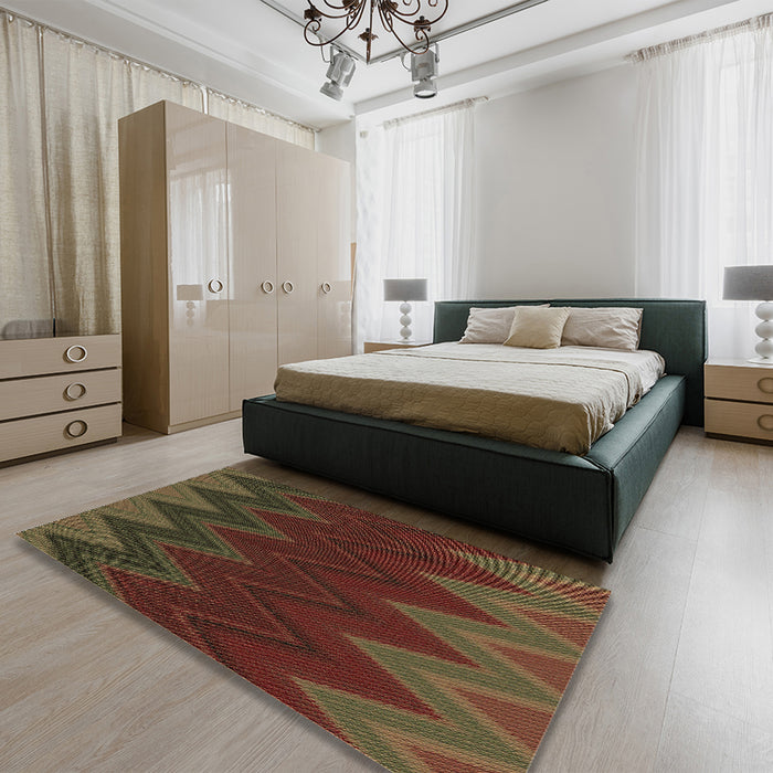 Patterned Oak Brown Rug in a Bedroom, pat3590brn