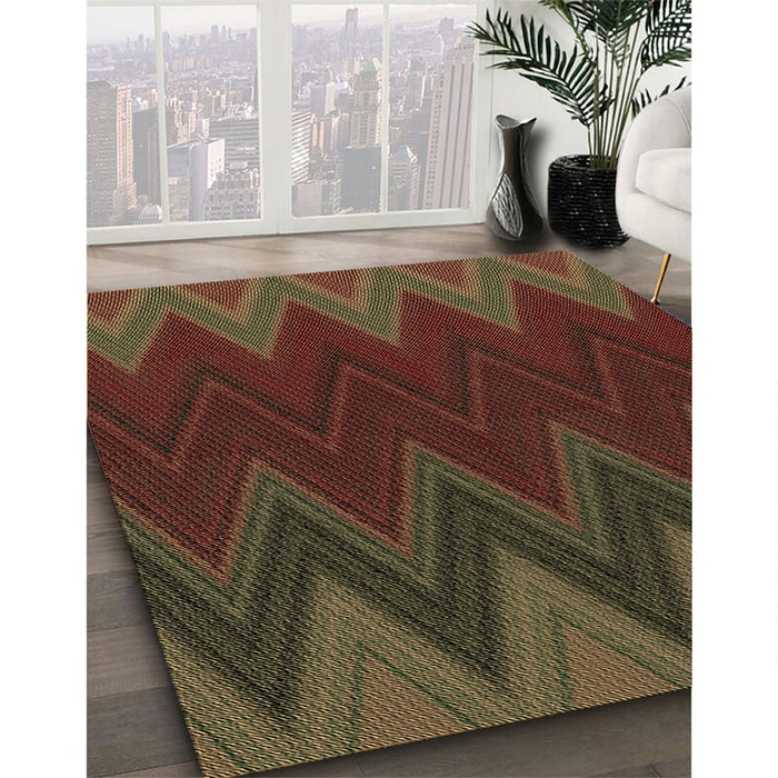 Patterned Oak Brown Rug in Family Room, pat3590brn