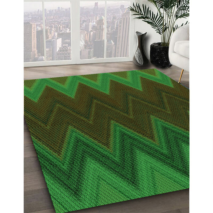 Patterned Dark Forest Green Rug in Family Room, pat3590grn