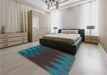 Patterned Dark Cyan Green Rug in a Bedroom, pat3590lblu