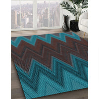 Patterned Dark Cyan Green Rug, pat3590lblu