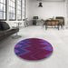 Round Patterned Clematis Violet Purple Rug in a Office, pat3590pur