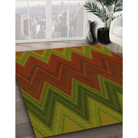 Patterned Dark Yellow Green Rug, pat3590yw