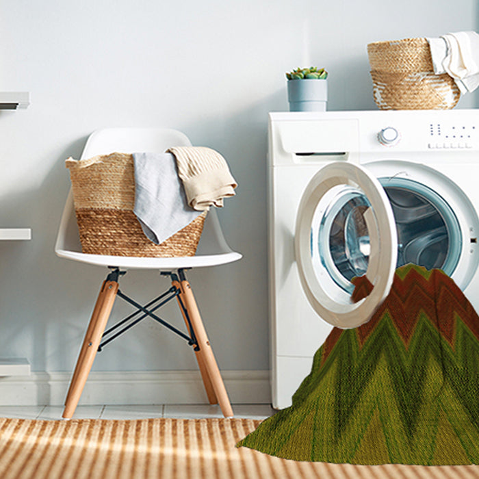 Machine Washable Transitional Dark Yellow Green Rug in a Washing Machine, wshpat3590yw