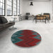 Round Patterned Gray Novelty Rug in a Office, pat3590