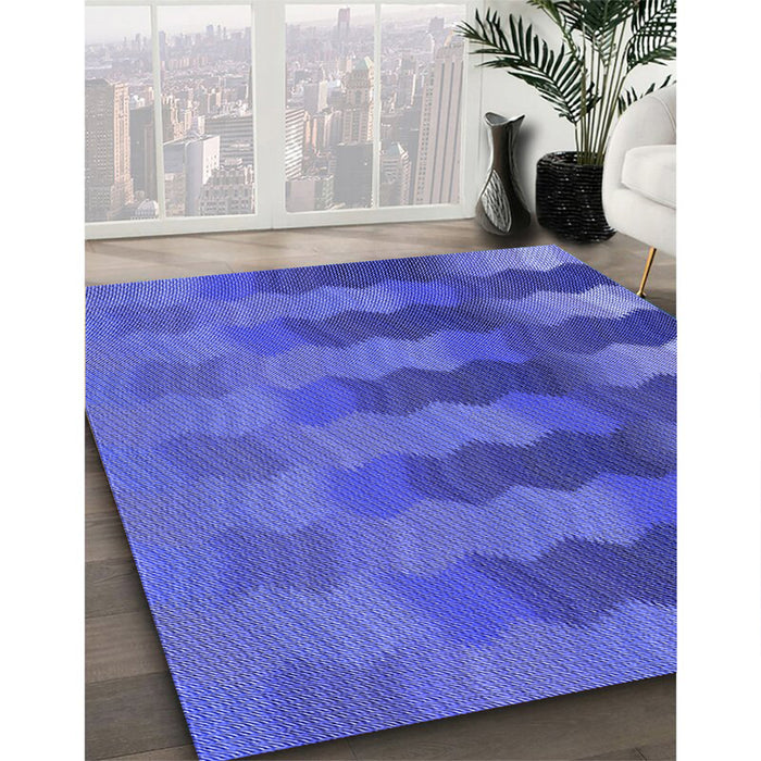 Patterned Light Slate Blue Rug in Family Room, pat3591blu