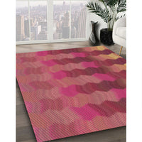 Patterned Crimson Red Rug, pat3591brn