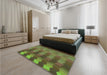 Patterned Green Rug in a Bedroom, pat3591grn