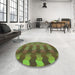 Round Patterned Green Rug in a Office, pat3591grn