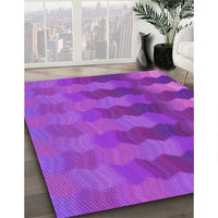 Patterned Bright Neon Pink Purple Rug, pat3591pur