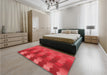 Round Machine Washable Transitional Red Rug in a Office, wshpat3591rd