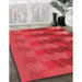 Patterned Red Rug in Family Room, pat3591rd