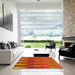 Square Patterned Neon Orange Rug in a Living Room, pat3591yw