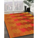 Machine Washable Transitional Neon Orange Rug in a Family Room, wshpat3591yw