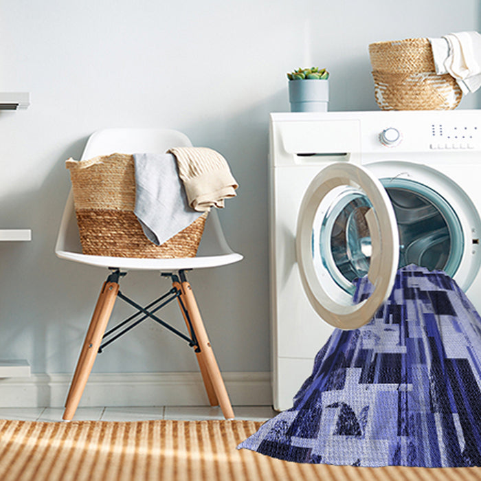 Machine Washable Transitional Denim Dark Blue Rug in a Washing Machine, wshpat3592blu