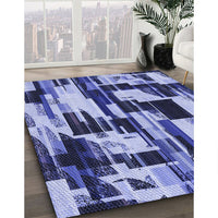 Patterned Denim Dark Blue Rug, pat3592blu