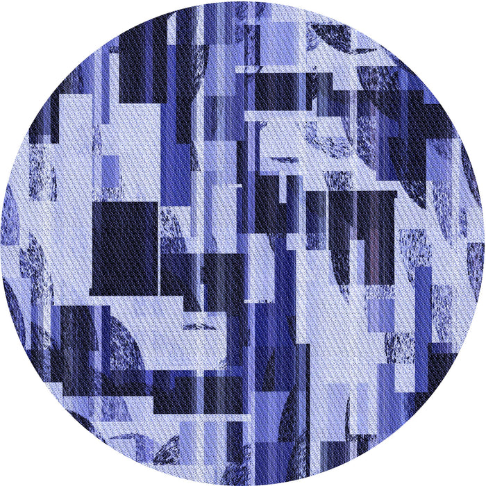 Square Patterned Denim Dark Blue Rug, pat3592blu