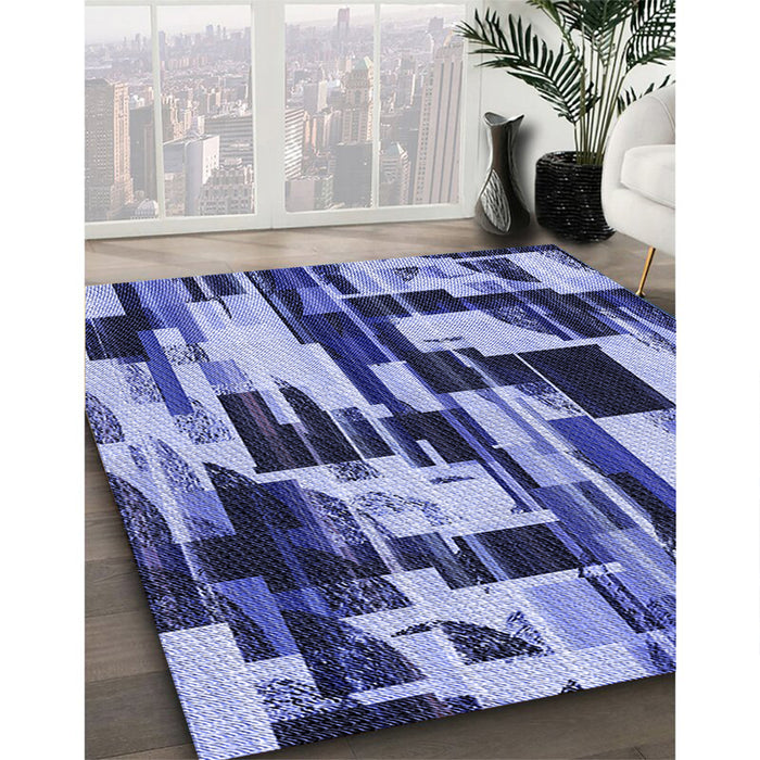 Machine Washable Transitional Denim Dark Blue Rug in a Family Room, wshpat3592blu