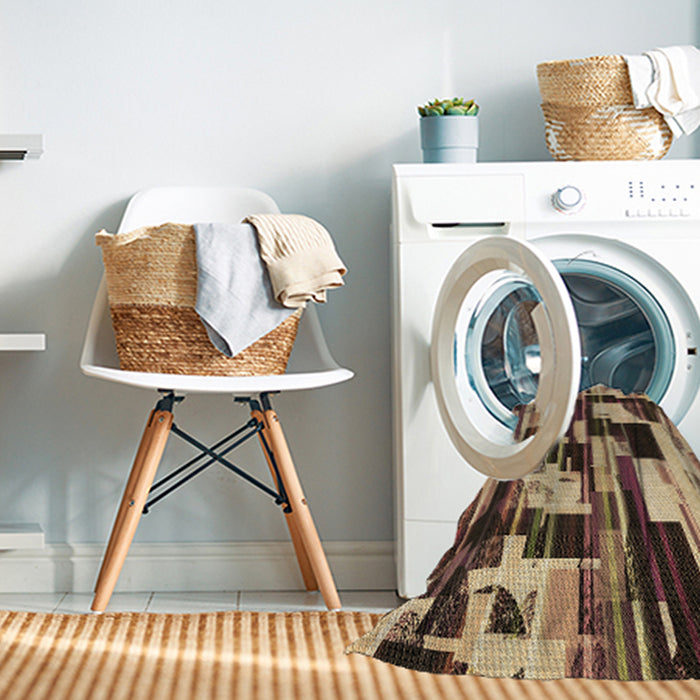 Machine Washable Transitional Yellow Orange Rug in a Washing Machine, wshpat3592brn