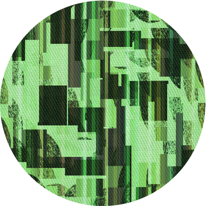 Square Machine Washable Transitional Emerald Green Rug in a Living Room, wshpat3592grn