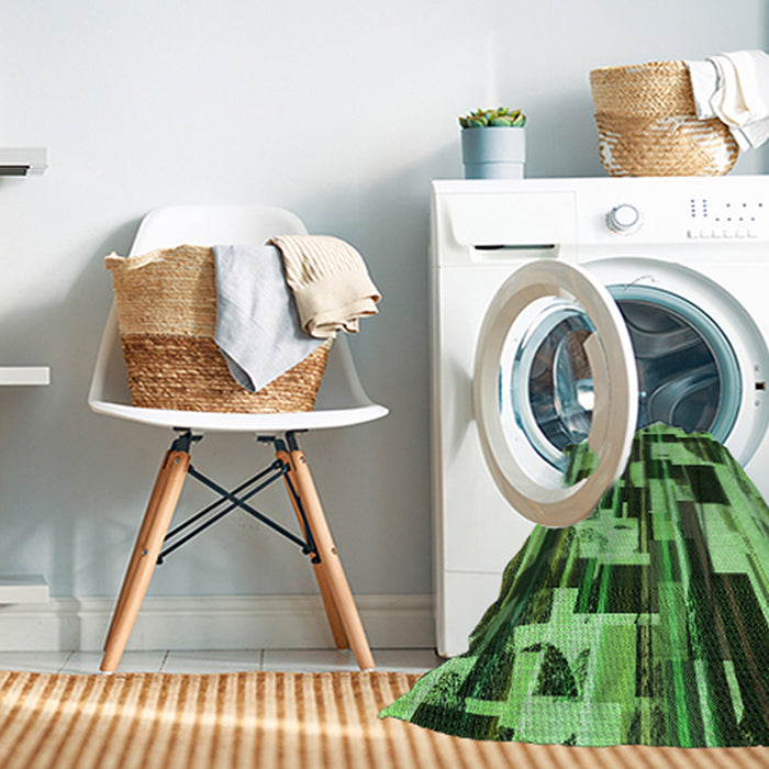 Machine Washable Transitional Emerald Green Rug in a Washing Machine, wshpat3592grn
