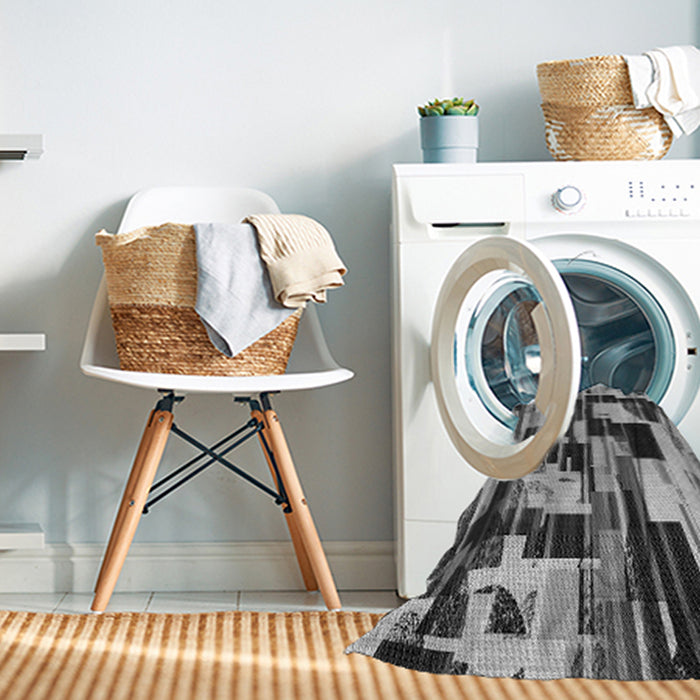 Machine Washable Transitional Silver Gray Rug in a Washing Machine, wshpat3592gry