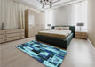 Patterned Diamond Blue Rug in a Bedroom, pat3592lblu