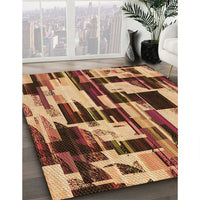 Patterned Yellow Orange Rug, pat3592org