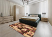 Patterned Yellow Orange Rug in a Bedroom, pat3592org